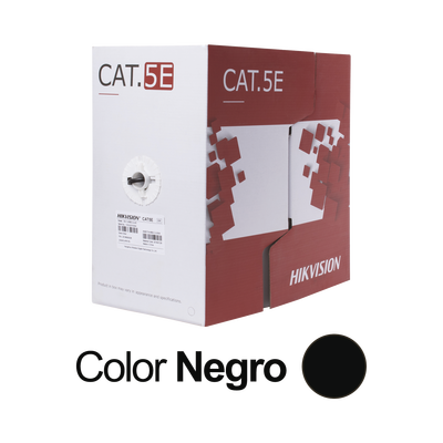 Bobina de cable UTP 305 m, Cat5E (24 AWG), Color Negro, EXTERIOR